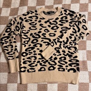 Sugar Lips Leopard Print Beige and Black Sweater